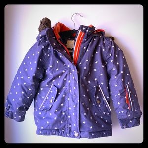 Boden | Little Girl’s Star Print Coat | Size 4/5